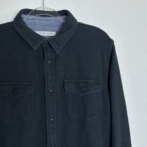 Outerknown Blanket Shirt Mens Organic Cotton Twill Button Down Charcoal Black M